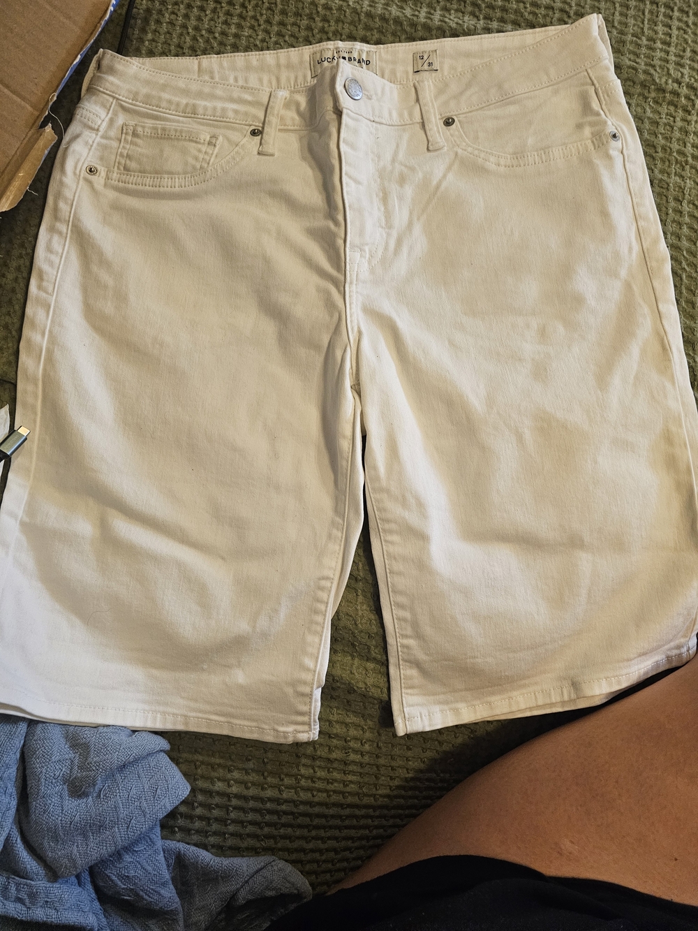 Lucky Brand White Denim Shorts with Branded Button